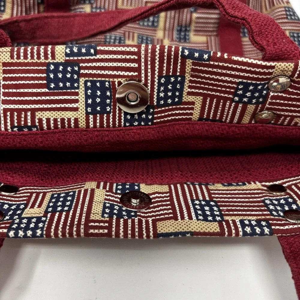 Longaberger American Flag Print Tote Handbag Shoulder Purse Made In The USA